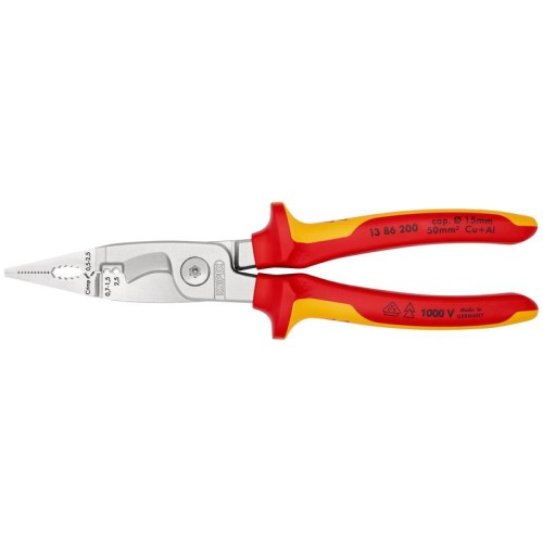 Клещи электромонтажные VDE 6-в-1 L-200мм Knipex KN-1386200SB