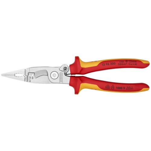 Клещи электромонтажные VDE 6-в-1 L-200мм Knipex KN-1396200SB