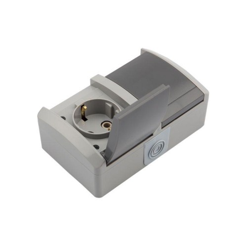 Блок ОП 2 розетки горизонт. INDUSTRIAL с заземл. керамика IP54 сер. Kranz KR-78-0614