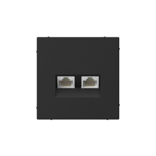 Розетка компьютерная 2-м ArtGallery RJ45 + RJ45 кат.5E механизм карбон SE GAL001085