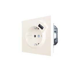 Розетка 1-мест. с/з+USB разъем СП ZIMA IP20 слон. кость LEZARD 704-9088-181