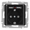 Розетка 1-м СП Accent 6-410-05 16А IP20 250В P+E Schuko + 2хUSB защ. шторки антрацит Intro Б0063698