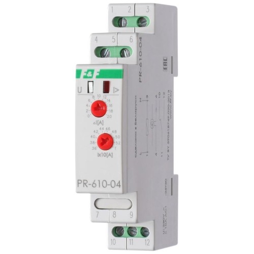 Реле тока PR-610-04 (360-540А; с выносным ТТ в комплекте; 1 модуль; монтаж на DIN-рейке) F&F EA03.00