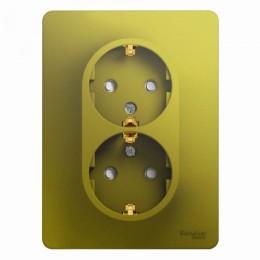 Systeme Electric Glossa Фисташковый Розетка 2-ая с/з со шторками (в сборе)