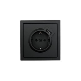 Розетка 1-мест. с/з+USB разъем СП ZIMA IP20 черн. бархат LEZARD 704-4288-181
