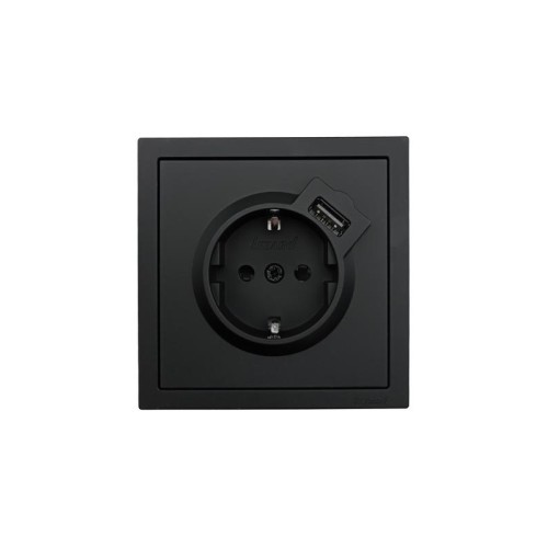 Розетка 1-мест. с/з+USB разъем СП ZIMA IP20 черн. бархат LEZARD 704-4288-181