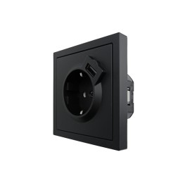 Розетка 1-мест. с/з+USB разъем СП ZIMA IP20 черн. бархат LEZARD 704-4288-181