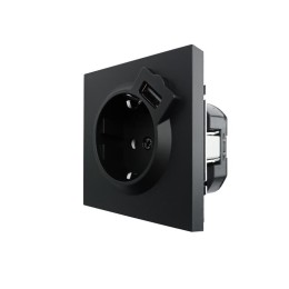 Розетка 1-мест. с/з+USB разъем СП ZIMA IP20 черн. бархат LEZARD 704-4288-181