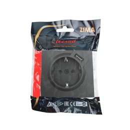 Розетка 1-мест. с/з+USB разъем СП ZIMA IP20 черн. бархат LEZARD 704-4288-181