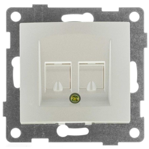 Механизм розетки компьютерной и телефонной RJ45 RJ12 СП Ugra жемчуж. GUSI С11КТ-028