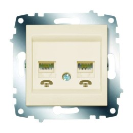 Розетка телефонная 2-м Cosmo RJ11 механизм крем. ABB 619-010300-222