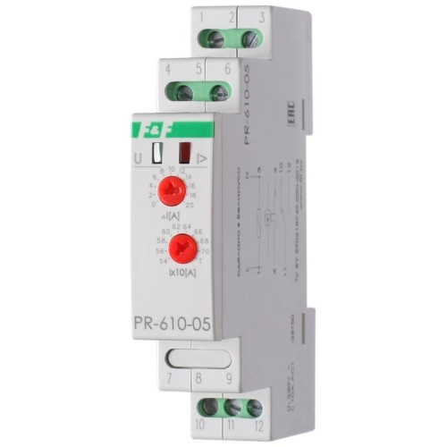 Реле тока PR-610-05 (540-640А; с выносным ТТ в комплекте; 1 модуль; монтаж на DIN-рейке) F&F EA03.00