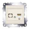 Розетка компьютерная 1-м Cosmo RJ45 кат.6 + гнездо механизм крем. ABB 619-010300-247