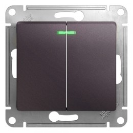 Systeme Electric Glossa Сиреневый туман Выключатель 2-клавишный с подсветкой, сх.5а, 10AX