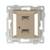 Механизм розетки USB 2-местн. СП Ugra шампань GUSI С11USB2-027