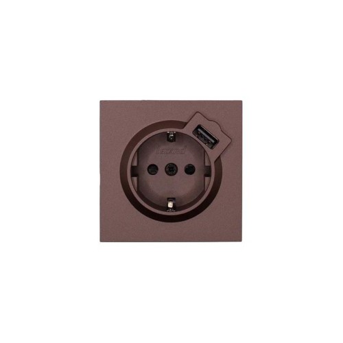 Розетка 1-мест. с/з+USB разъем СП ZIMA IP20 шоколад LEZARD 704-7388-181
