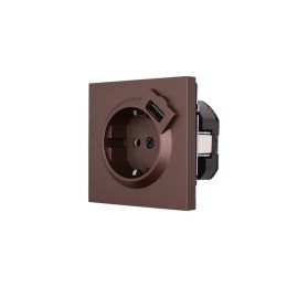 Розетка 1-мест. с/з+USB разъем СП ZIMA IP20 шоколад LEZARD 704-7388-181