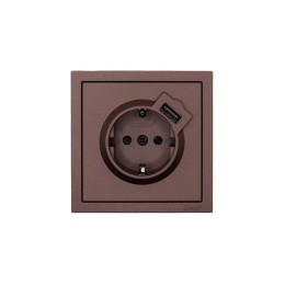 Розетка 1-мест. с/з+USB разъем СП ZIMA IP20 шоколад LEZARD 704-7388-181