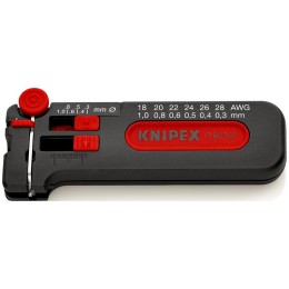 Мини-стриппер для тонких медных кабелей с кабелерезом L-100мм с ограничителем длины 4-15мм Knipex KN