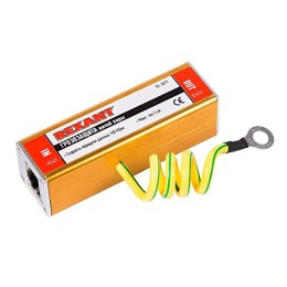 Грозозащита информационного кабеля (гнездо 8Р8С (Rj-45)-гнездо 8Р8С (Rj-45)) с PoE (блист.) Rexant 0