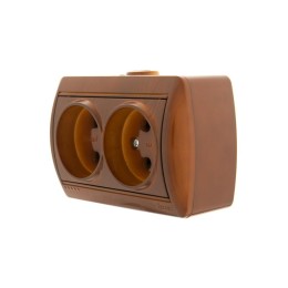 Розетка 2-м ОП Nata 16А IP20 без заземл. керамика сосна LEZARD 710-0800-128