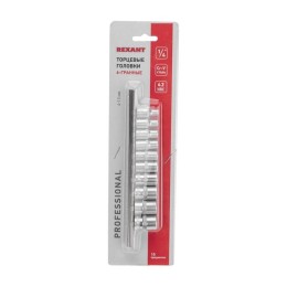 Набор торцевых головок 1/4 шестигранные CrV 10шт 4-13мм Rexant 12-8316