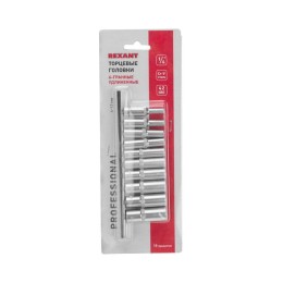 Набор удлиненных торцевых головок 1/4 шестигранные CrV 10шт 4-13мм Rexant 12-8318