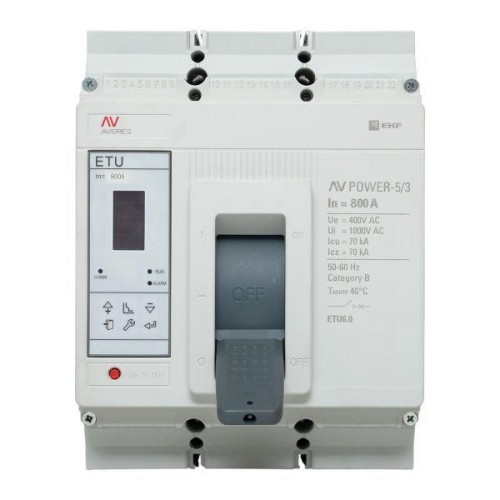 Выключатель автоматический 800А 70кА AV POWER-5/3 ETU6.0 AVERES EKF mccb-53-800M-6.0-av