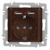 Розетка 1-м СП Accent 6-410-10 16А IP20 250В P+E Schuko + 2хUSB защ. шторки венге Intro Б0063717