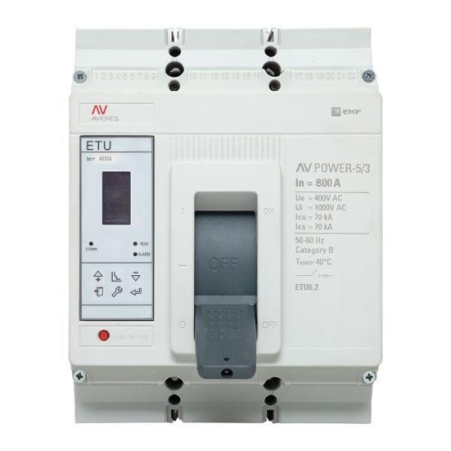 Выключатель автоматический 800А 70кА AV POWER-5/3 ETU6.2 AVERES EKF mccb-53-800M-6.2-av
