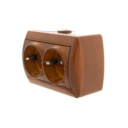 Розетка 2-м ОП Nata 16А IP20 с заземл. керамика сосна LEZARD 710-0800-127