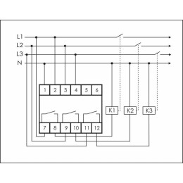 Реле напряжения CP-734 (трехфазное; контроль нижнего (150-210В) и верхнего (240-270В) порога напряже