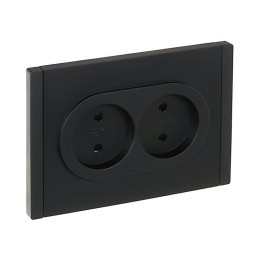 Розетка 2-м СП FORTE&PIANO FP125 10А без заземл. защ. шторки безвинт. крепл. черн. IEK FP-R23-10-1-K