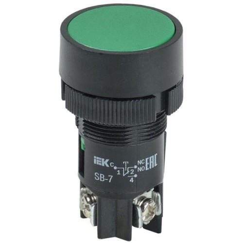 Кнопка SB-7 "Пуск" d22мм 1з+1р 240В зел. IEK BBT40-SB7-K06