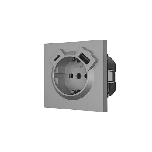 Розетка 1-мест. с/з Type-C+USB разъем СП ZIMA IP20 сер. матов. LEZARD 704-7488-181TC