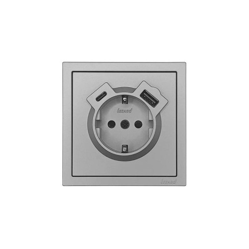 Розетка 1-мест. с/з Type-C+USB разъем СП ZIMA IP20 сер. матов. LEZARD 704-7488-181TC