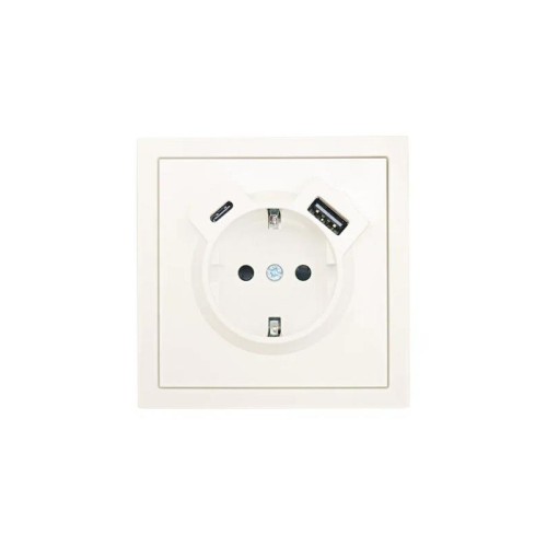 Розетка 1-мест. с/з Type-C+USB разъем СП ZIMA IP20 слон. кость LEZARD 704-9088-181TC