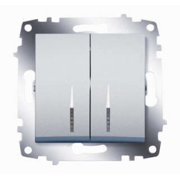 Выключатель 2-кл. СП Cosmo 10А IP20 с подсветкой механизм алюм. ABB 619-011000-203