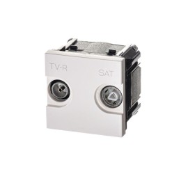 Розетка телевизионная одиночная TV/R/SAT 2мод. Zenit с накладкой бел. ABB 2CLA225130N1101