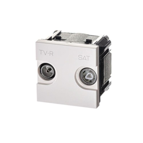 Розетка телевизионная одиночная TV/R/SAT 2мод. Zenit с накладкой бел. ABB 2CLA225130N1101