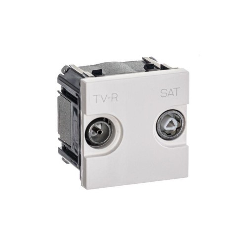 Розетка телевизионная одиночная TV/R/SAT 2мод. Zenit с накладкой бел. ABB 2CLA225130N1101