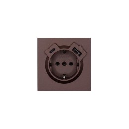 Розетка 1-мест. с/з Type-C+USB разъем СП ZIMA IP20 шоколад LEZARD 704-7388-181TC