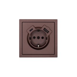 Розетка 1-мест. с/з Type-C+USB разъем СП ZIMA IP20 шоколад LEZARD 704-7388-181TC