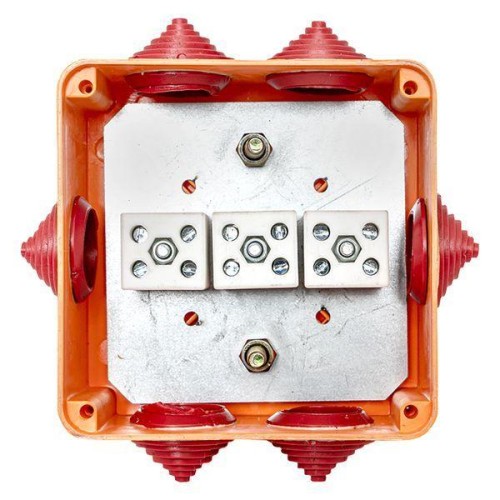 Коробка огнестойкая E90 100х100х50мм 6п с клеммником 1.5-10кв.мм IP55 EKF plc-kmrf-100-6-10