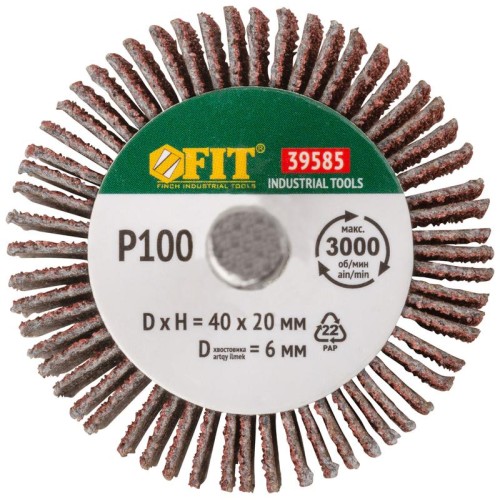 Диск лепестковый для дрели радиальный 40х20х6мм Р 100 FIT 39585