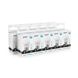 Лампа светодиодная Elementary 6Вт P45 шар 4100К нейтр. бел. E27 450лм GAUSS 53226