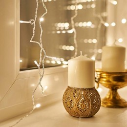 Гирлянда светодиодная "Светодиодный Дождь" 1.5х1.5м LED тепл. бел. свечение с динамикой провод прозр