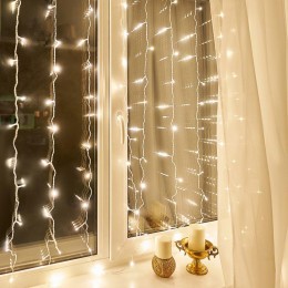 Гирлянда светодиодная "Светодиодный Дождь" 1.5х1.5м LED тепл. бел. свечение с динамикой провод прозр