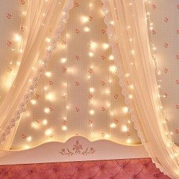 Гирлянда светодиодная "Светодиодный Дождь" 3х2м 240LED тепл. бел. с контроллером провод ПВХ прозр. N