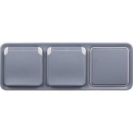 Розетка 1-м СП Plexo 16А IP55 2P+E с заземл. с крышкой немецк. стандарт винтов. клеммы механизм сер.